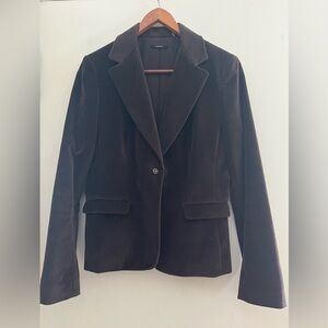 Tahari Brown Velvet Single Breasted Detailed Button Structured Blazer Size 8